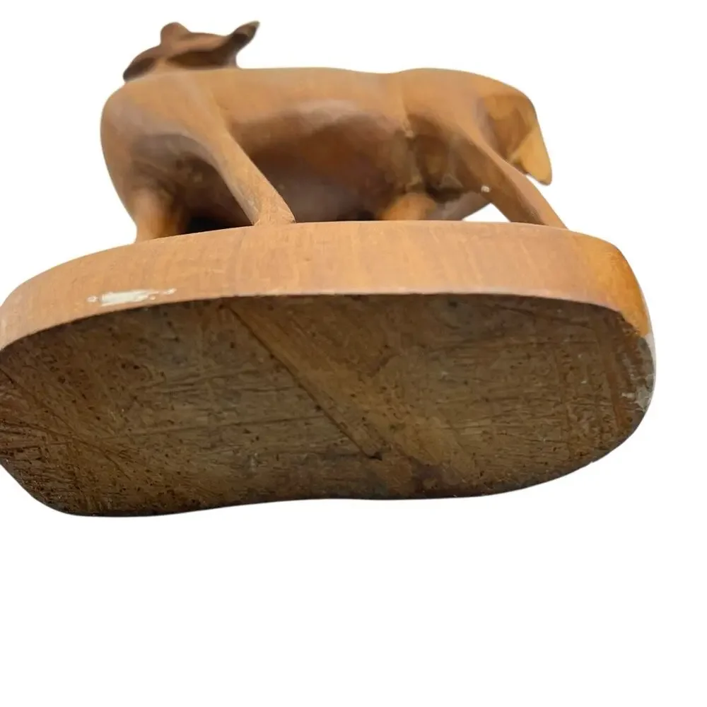 1967 Antelopes Figurines Sculptures Vintate Hand Carved Signed Wood